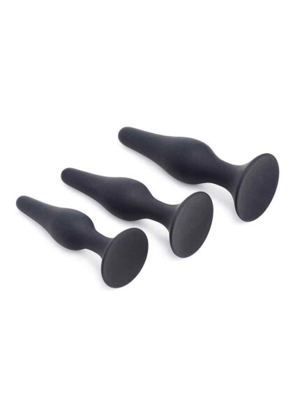Triple Spire Tapered Silicone Anal Trainer Set of 3 - Black