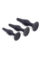 Triple Spire Tapered Silicone Anal Trainer Set of 3 - Black