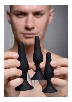 Triple Spire Tapered Silicone Anal Trainer Set of 3 - Black