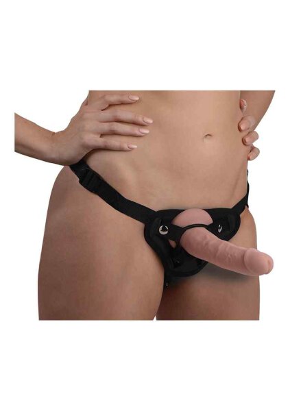 Seducer 7" Silicone Dildo with Harness - Flesh