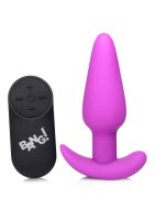 21X Vibrating Silicone Butt Plug w/ Remote Control - Purple