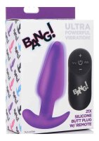 21X Vibrating Silicone Butt Plug w/ Remote Control - Purple