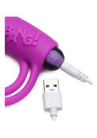 Silicone Cock Ring & Bullet with Remote Control - Purple