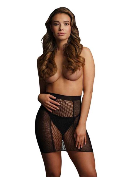 High-Waist Fishnet Skirt Black One Size