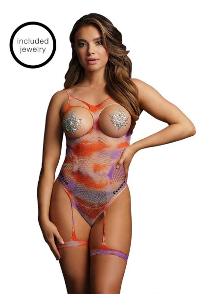 Open-Cup Strappy Teddy & Dazzling Sticker One Size