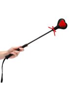 Ouch! Crop Black Heart With Red Lace Large