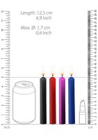 Shots kleine Teasing-Wachskerzen 4 Stück schwarz, rot, rosa, blau