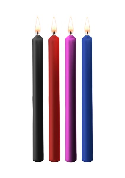 Shots large teasing wax candles 4 pieces black, red, pink, blue