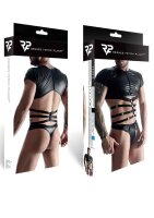 Wetlook Mens Strappy T-Shirt - Black - XXL